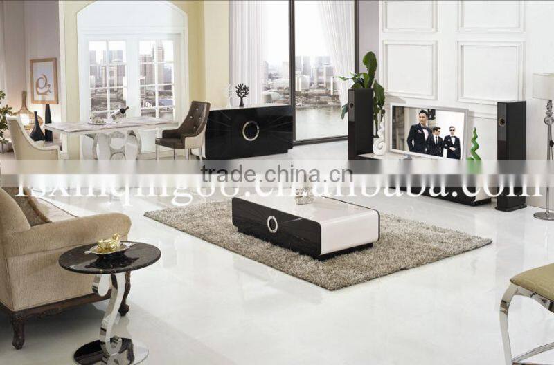 Living room furniture modern design bright MDF drawer and stainless steel base TV stand E337
