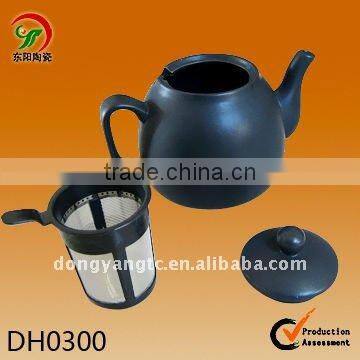Customized logo glazed ceramic teapot wtih filter