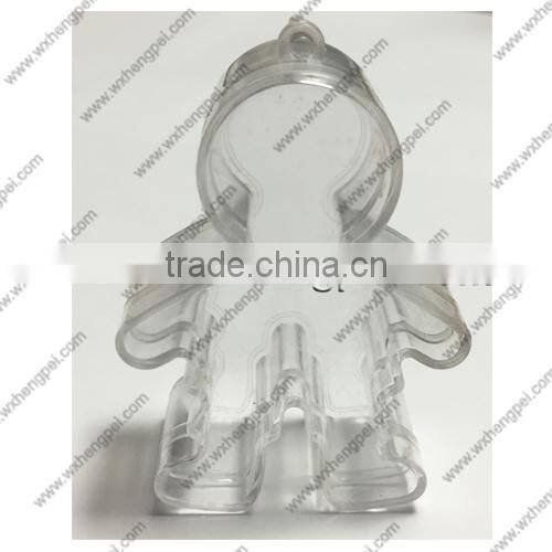 Cleverish portable cute transparent human shape plastic storage jewelry wedding box kit