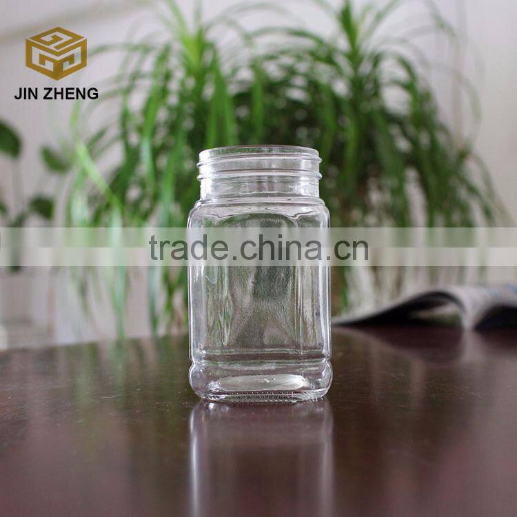 380 ml 13.5oz factory standard manufacture CBRL eight square octangon honey glass jar with color coating cap