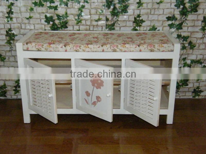 antique wooden footstool wooden storage cabinet wooden shoe rack T10-1018