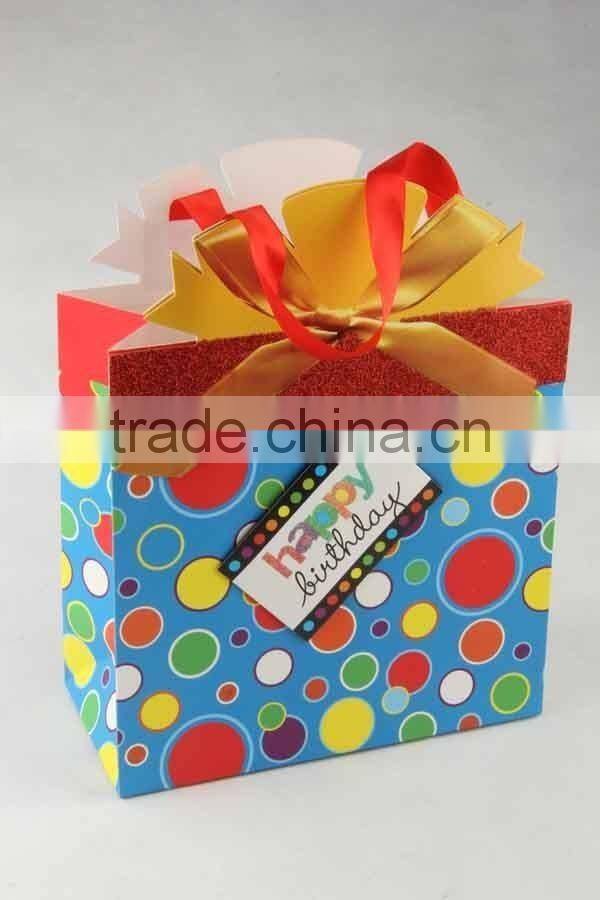 Shopping Paper Bag With 3D Flower pattern/Printed Foldable Gift Bag