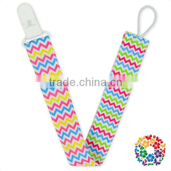 green narrow chevron ribbon white plastic pacifier clips