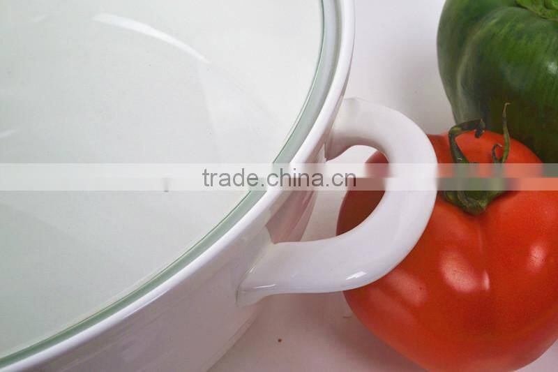 10" porcelain pot suitable for microwave oven with glas lid