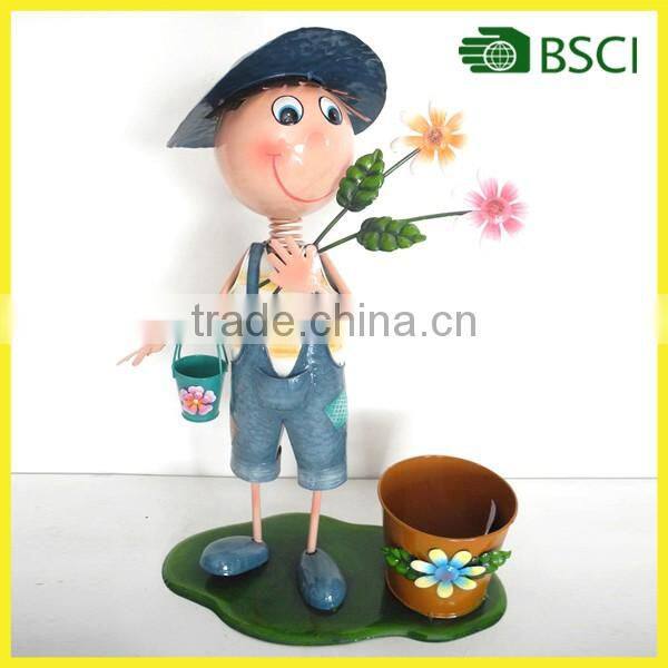 Special metal antique flower pot with ladybird for garden decoration