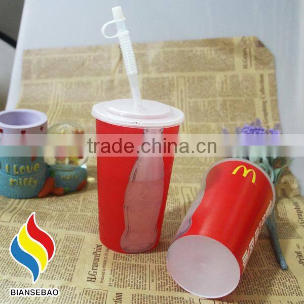 customized logo plastic tumbler with lid and straw