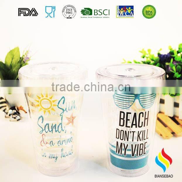 LFGB passed PS 450ml plastic tumbler cups with OEM LOGO