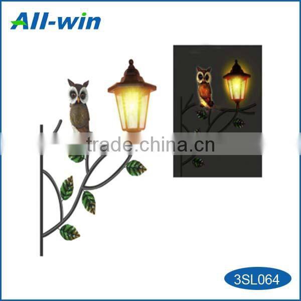 new beautiful polyresin iron owl solar light for garden decoration