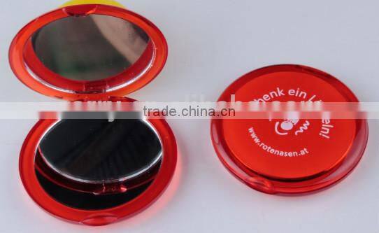 Plastic Round folding double sided mirror pocket mirror makeup mirror