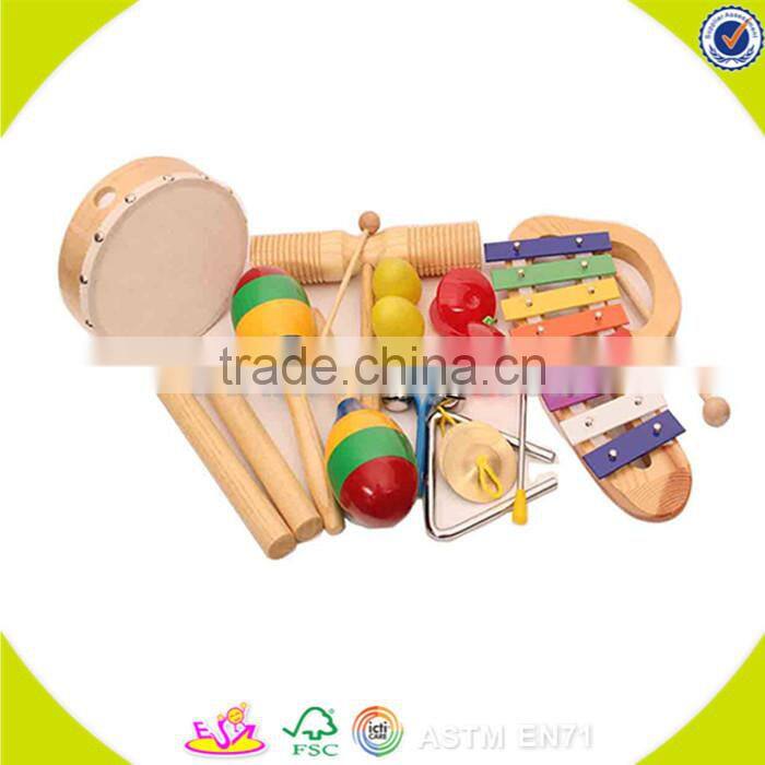 wholesale delicate wooden Tambourine toy multiple colour wooden Tambourine toy and hot selling kids wooden Tambourine W07F002