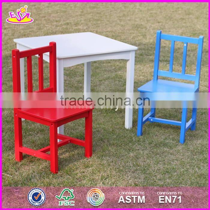 2017 New design nursery school colorful wooden kids table and chair set W08G223