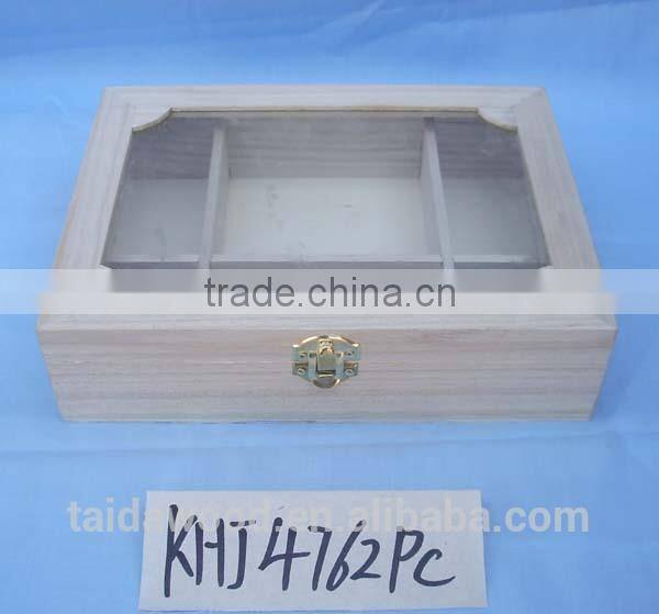 Custom logo and color 6 compartment solid wooden tea box accept OEM