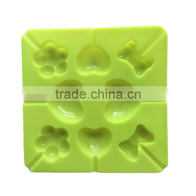 DIY Craft Silicone Mold 8-cavities Cute Lovely Lollipop Sticks Shape Ice Cube Mold Tray Random Colour