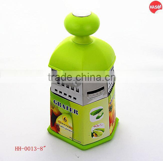 Hot sale stainless steel 8 inch 6 side grater with gold ingot handle HH0012