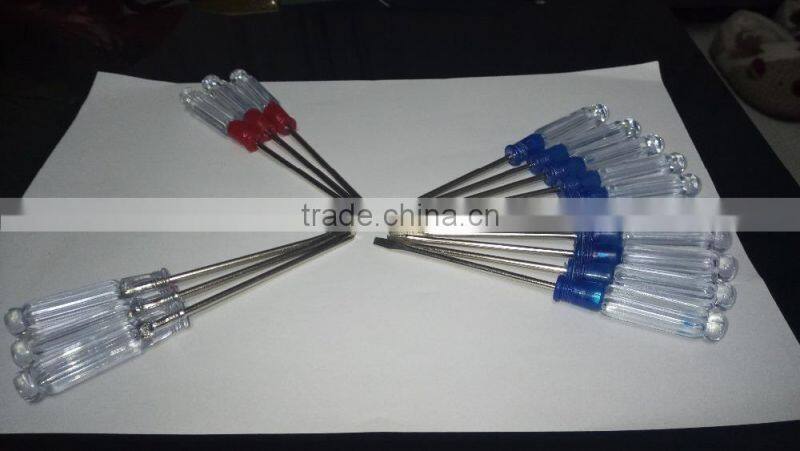 Small plastic handle with magnetic Phillips, flathead screwdriver,transparent handle