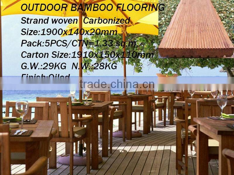 Outdoor Strand Woven Decking Tile Unit Carbonized Bamboo Flooring With Matt Finish For Contractor and wholesaler Dealer
