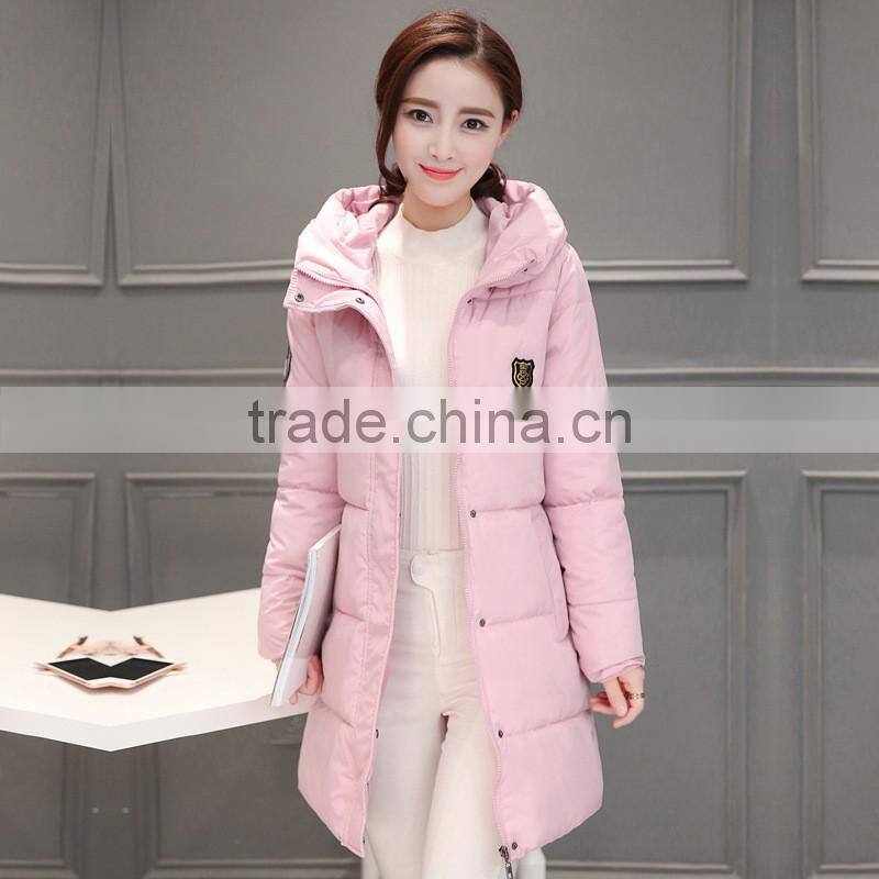 Korean women long hooded cotton padded jacket slim down jackets women 2016 winter coat