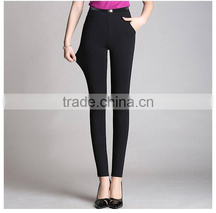 Cotton elastic Leggings Black stretch pants waist slimming leisure slim trousers custom made as your need