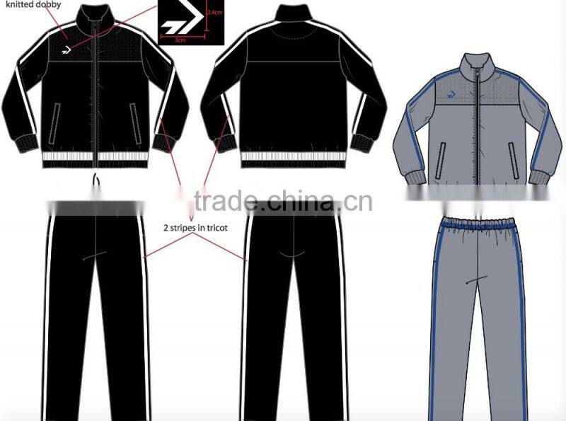 20,000 sets STOCKLOTS Factory Sport wear suit Mens Women's 220g polytricot fabric stocks