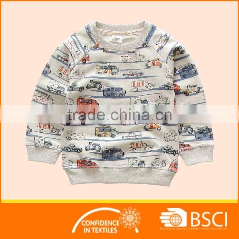 New Design Cartoon Bus Printed Cotton Soft Baby Sweatshirt