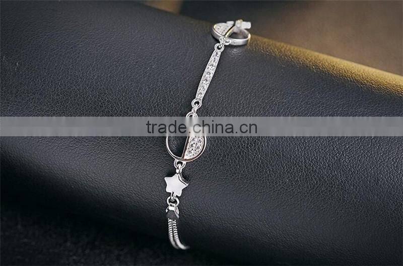 New trendy design plain style double D letter 925 sterling silver fashion bracelet