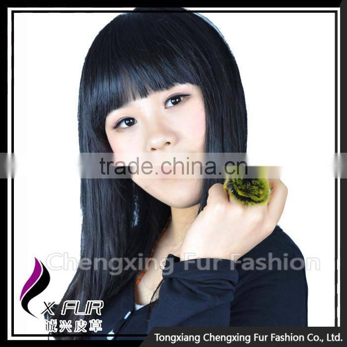 CX-A-64D Flower Rex Rabbit Fur Girl Cute Ball Rings