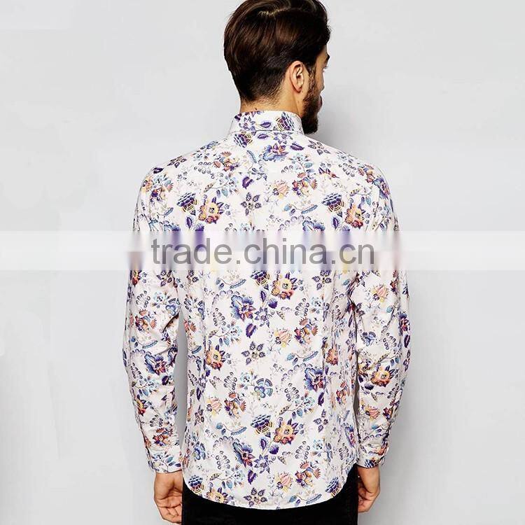 Latest Spread Collar Shirt 100% Cotton All Over Floral Print Hawaiian Shirt