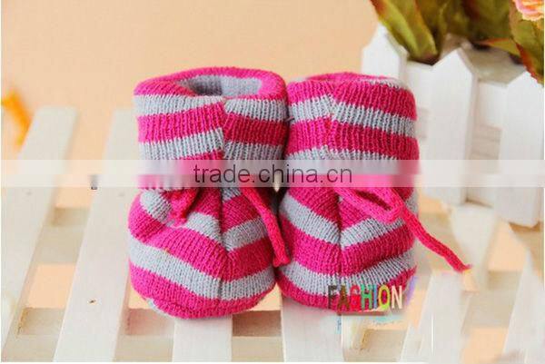 Wholesale Winter Baby Kids Knitted Shoes Stripes Cotton Cute Shoes