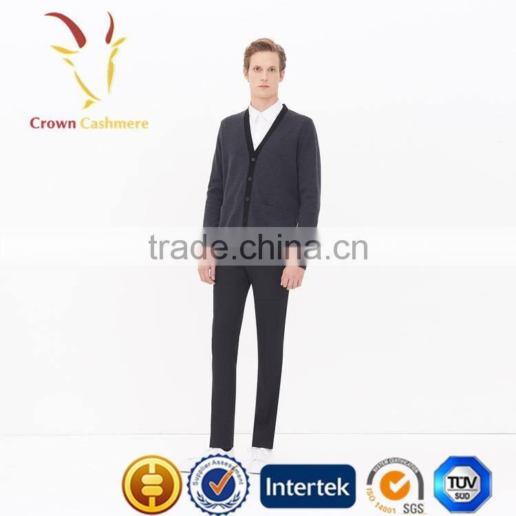 Excellent Mens Knitted Wool Pure Cashmere Cardigan