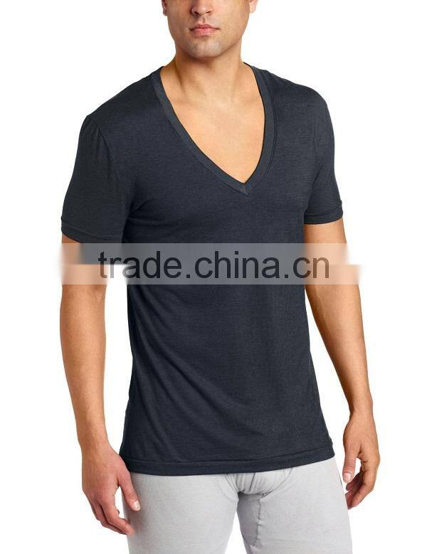 V neck plain heavy 100 cotton t shirts wholesale