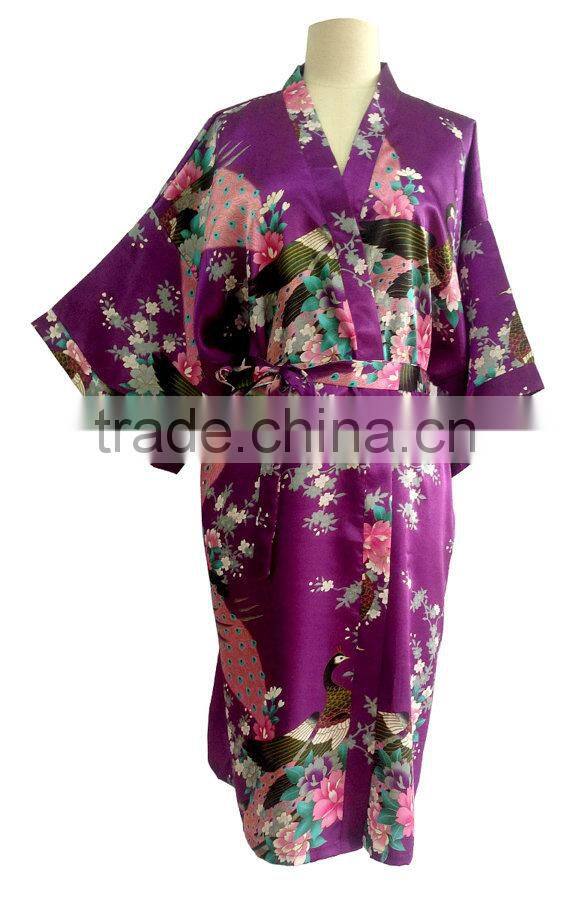 Silk sexy kimono Women Robe Gown Bathrobe Sleepwear SW019