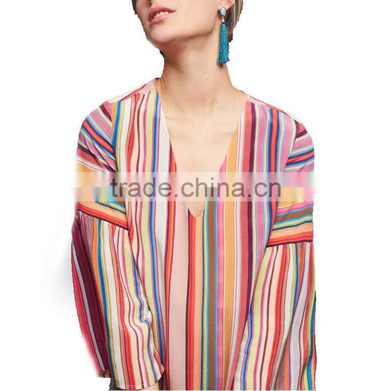LATEST ladies harlow dress, V-neck short sleeve rainbow dress