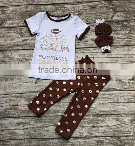 Little girls boutique remake clothing sets girl's autumn football suit crochet baby clothes