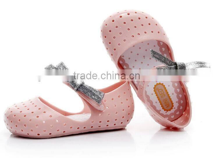 Shining side bow velcro type mini melissa jelly shoes