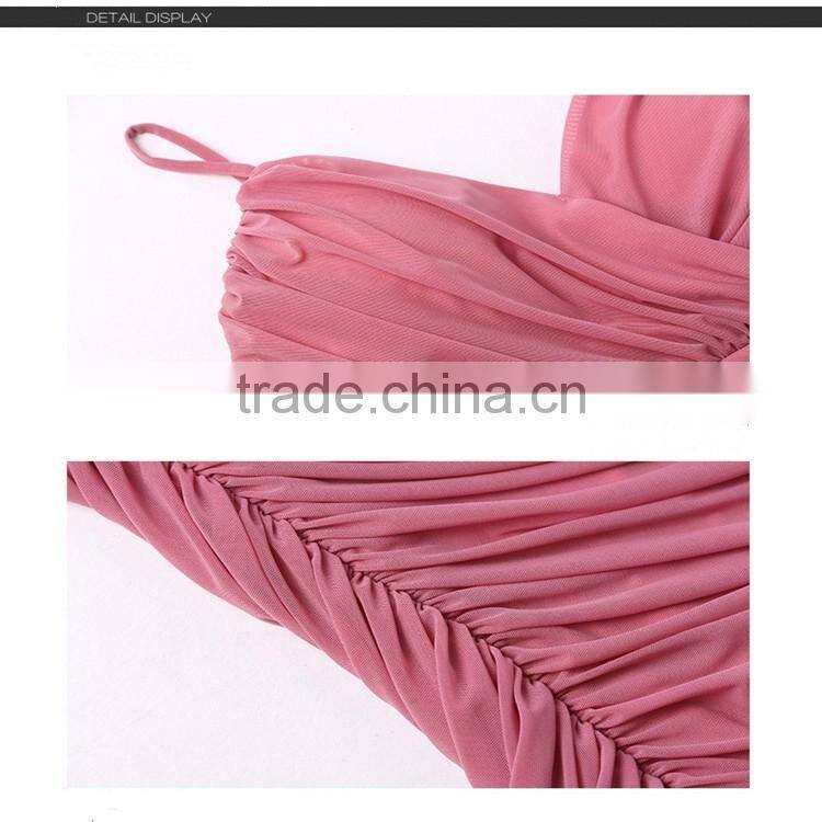 2016 Lastest women dress for sexy spaghetti strap V -plunge neck ,grenadine buttok ladies dress oem service