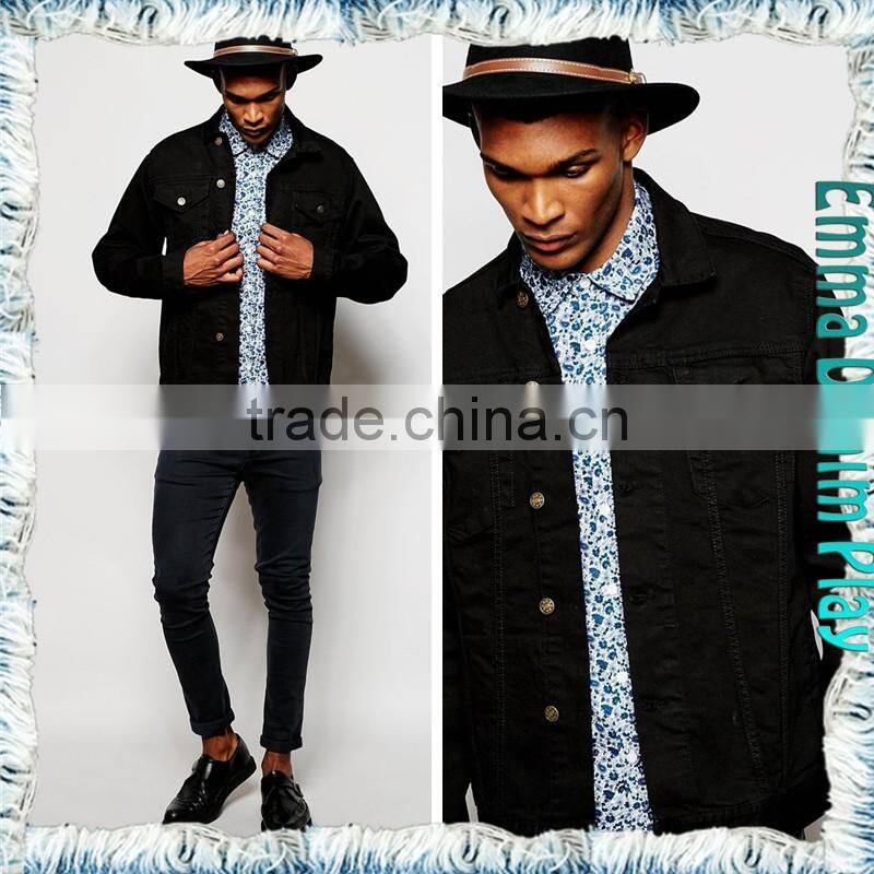 New Arrival Designer Mens Fashion Black Cotton Single Breasted Denim Jackets Coats Manufacturer Wholesale