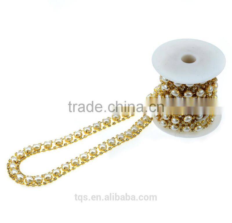 Wholesale High Quality Pearl&Rhinestone Cup Chain