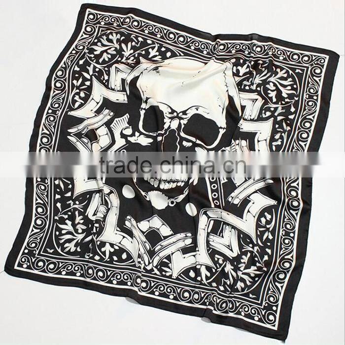 Fashion Square Spring And Autumn Skull Imitated Silk Lady Scarf Wholesale
