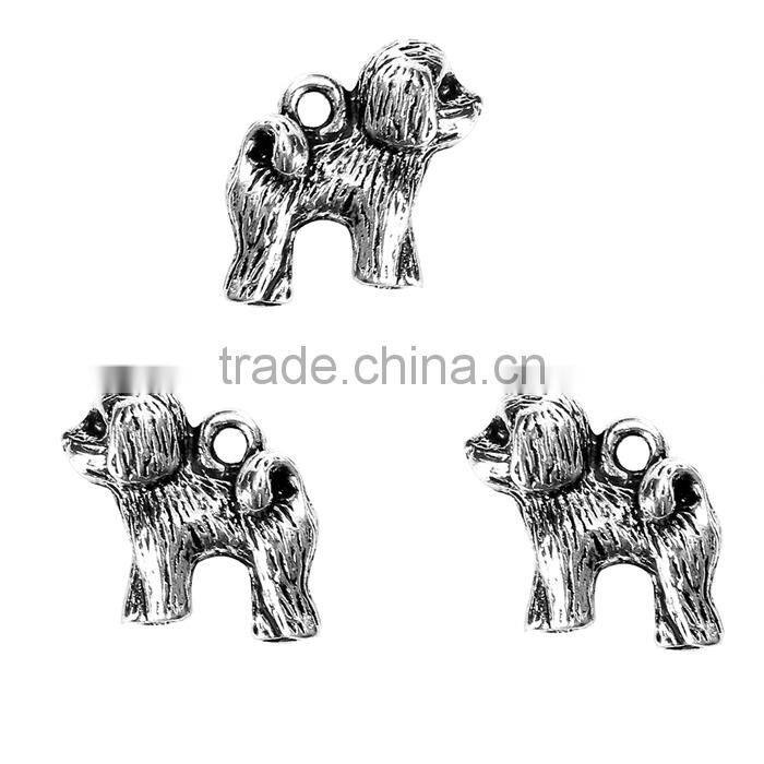 Zinc Based Alloy 3D Charms Dog Animal Antique Silver