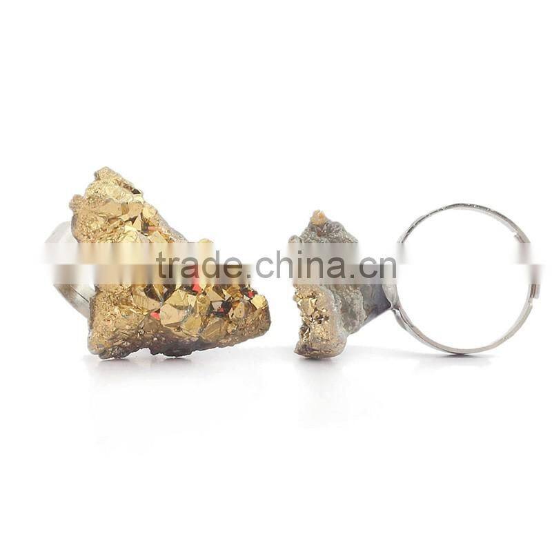 Raw Crystal Natural Stone Irregular Pendant Ring