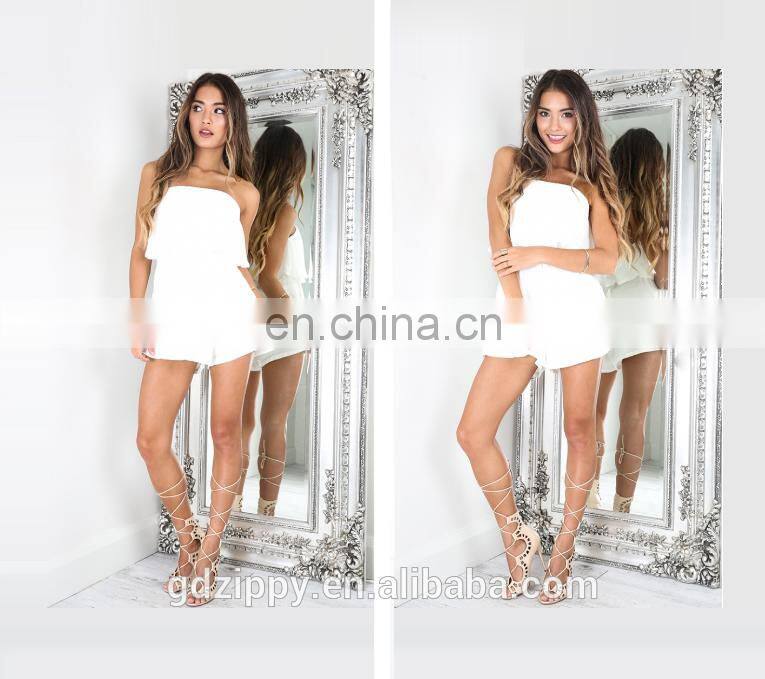 Wholesale New Arrival Woman Sleeveless Rayon Fabric Summer Fashion Playsuits 2017