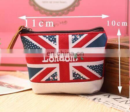 Unisex Cheapest Canvas Cartoon England Style Retro Small Coin Change Purse Lady Mini Coin Wallet Key Car Pouch Little Money Bag
