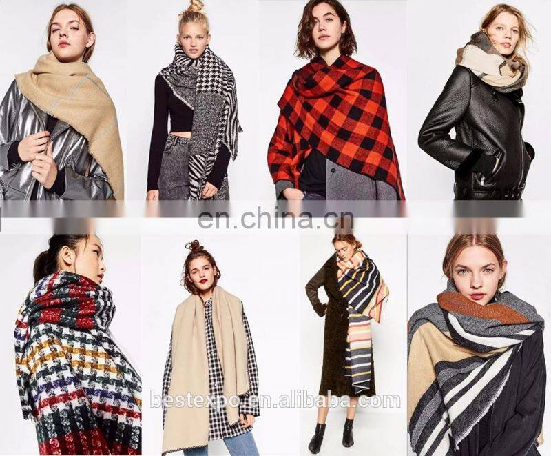 wholesale new style fashion shawl winter warm acrylic blanket women cashmere merino wool scarf
