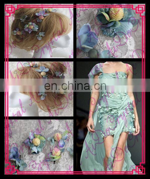 Aidocrystal handmade flower girl hair piece blue wedding bridal fascinators