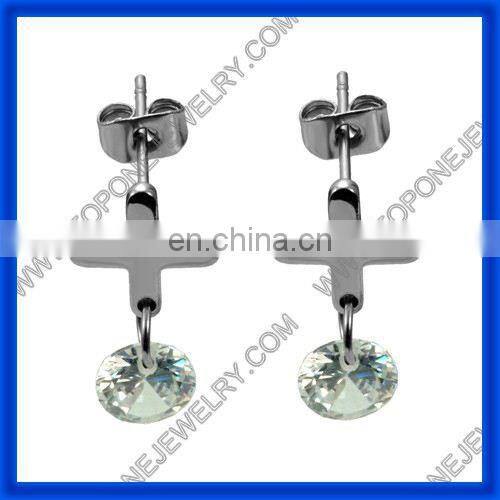 2014 popular stainless steel male a cross earring jewelry China manufacturer