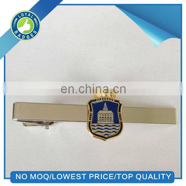 printing custom logo tie clips/ tie pin with chain