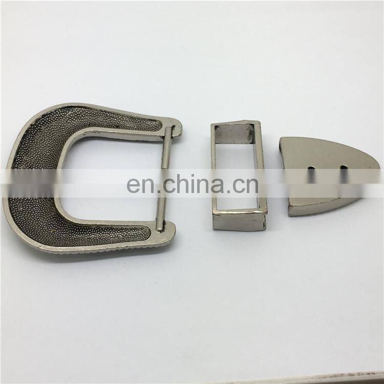 BS001 Wholesales three Pieces Silver Color Western Cowgirl Belt Buckle Set