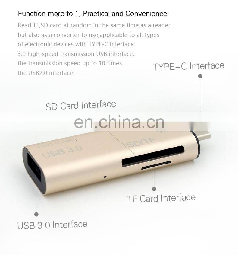 USB 3.1 Type-C Male To USB 3.0 OTG TF SD Female Adapter Card Reader