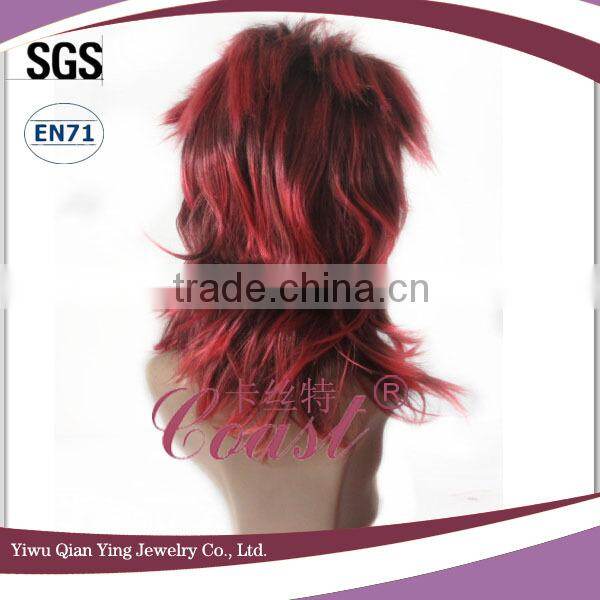 Fake red and black emo Wild punk synthetic hair wigs