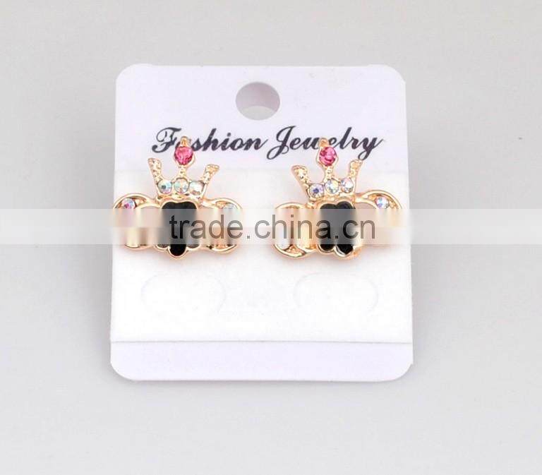 Fashional Cute Stud Earrings Tiara crown corona shape De calidad arete Pendientes De ultimos modelos plated gold